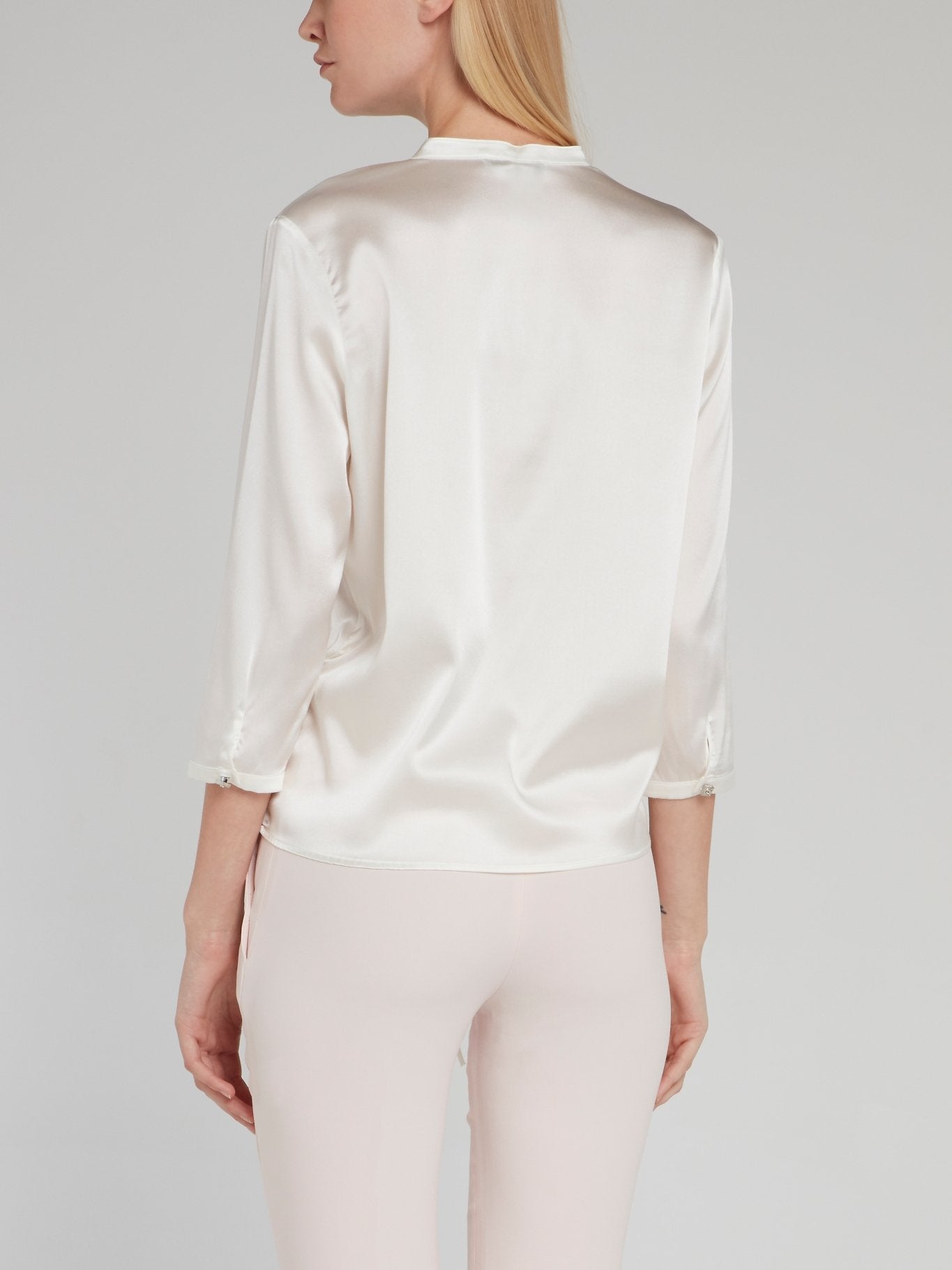 White Knotted Silk Shirt