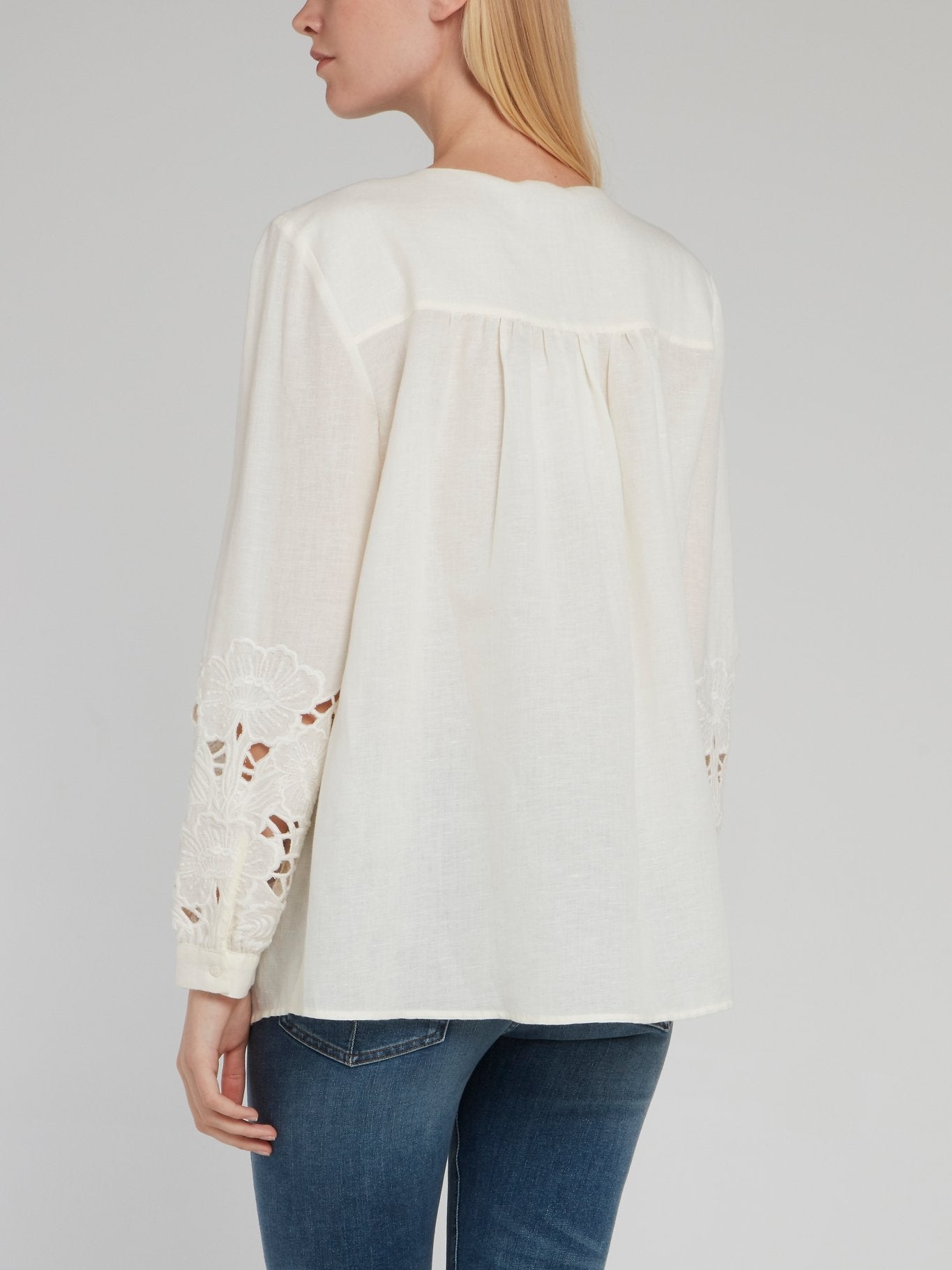 White Embroidered Linen Shirt