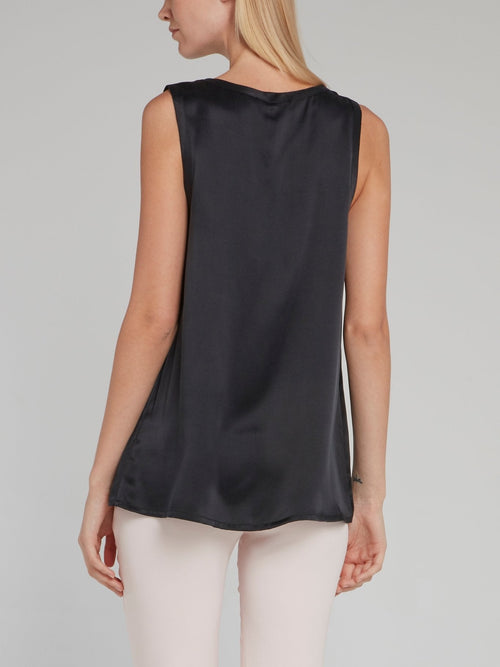 Black Silk Tank Top