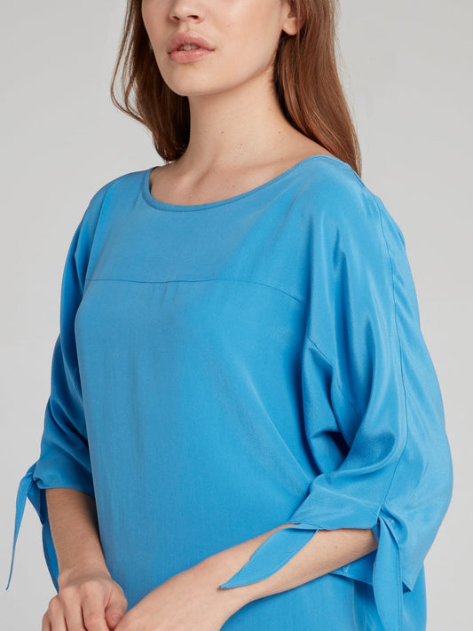 Blue Tie Sleeve Top