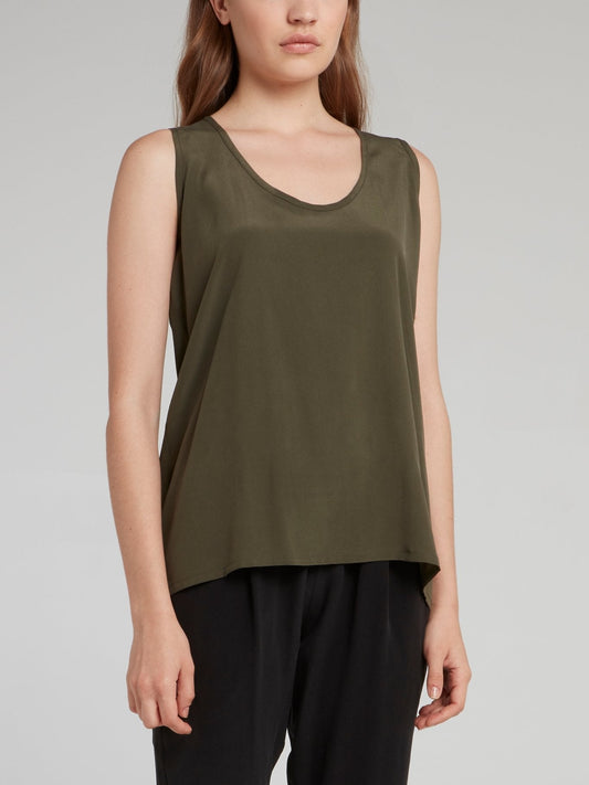 Olive Silk Tank Top