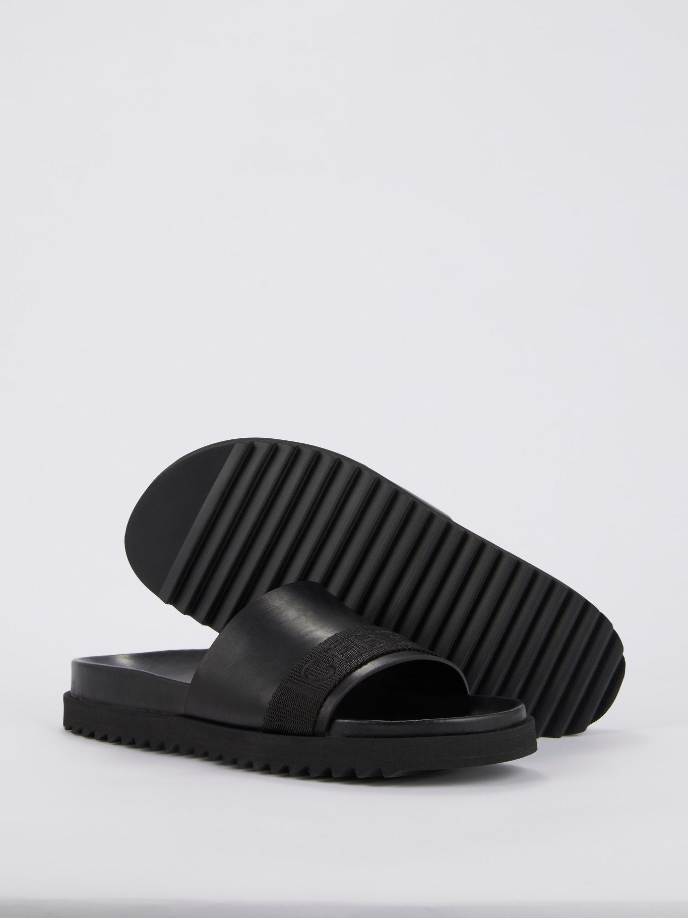 Black Logo Strap Slides