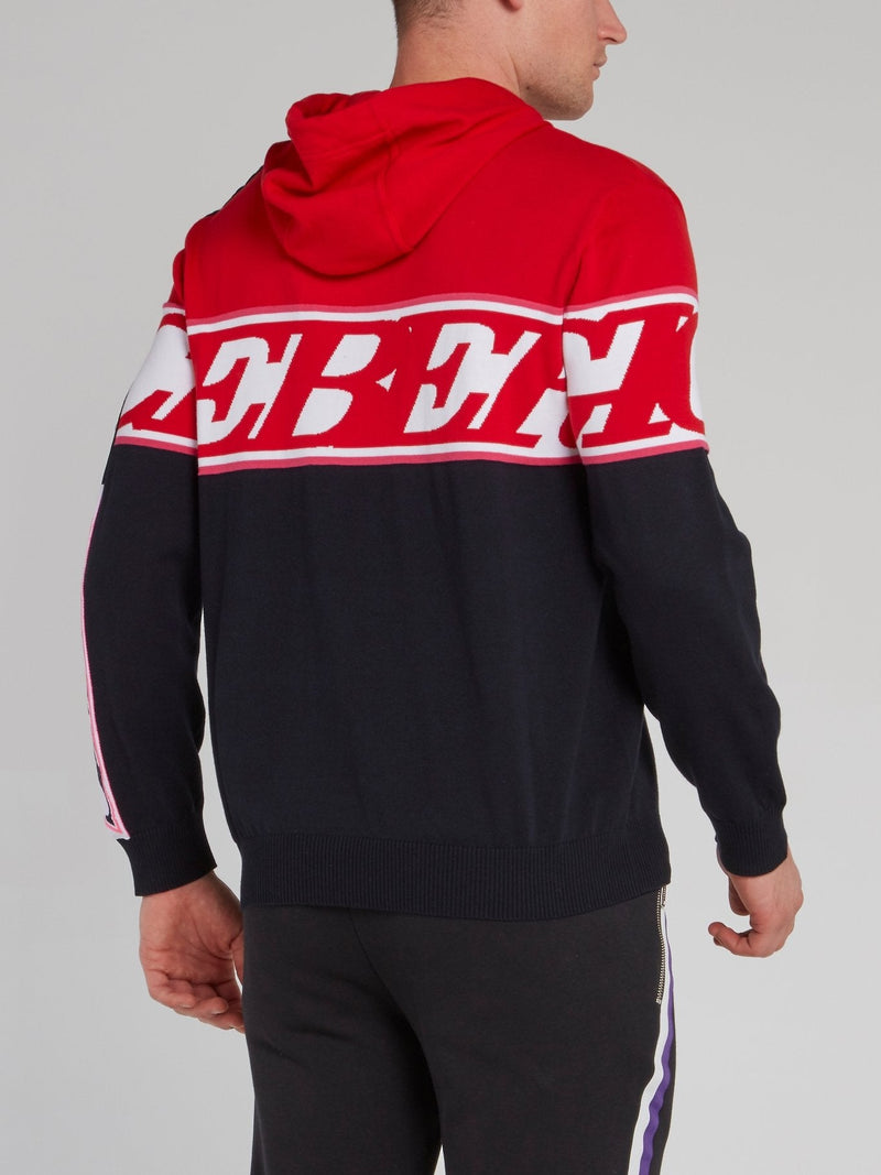 Red Panel Hooded Sweater