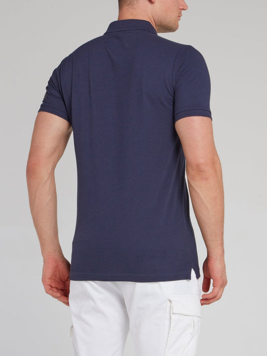 Navy Logo Appliquéd Polo Shirt