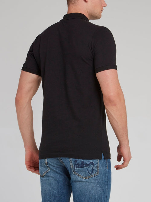 Black Logo Appliquéd Polo Shirt