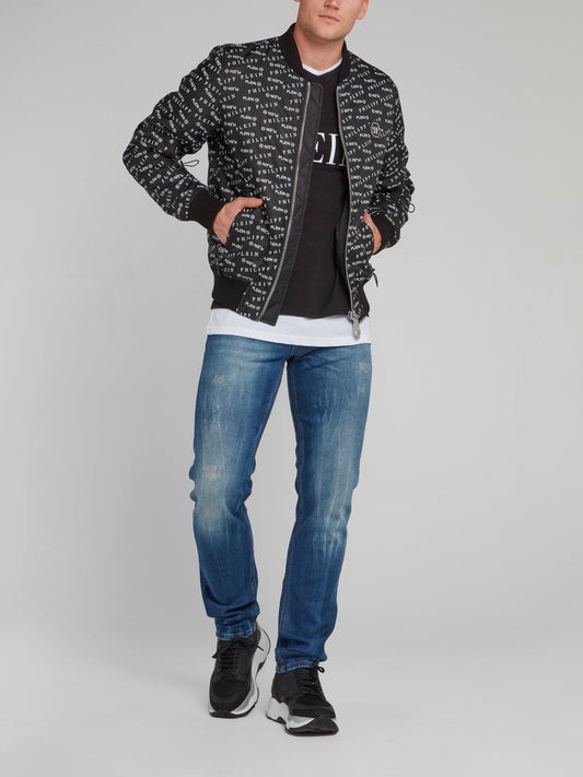 Monogram Print Bomber Jacket