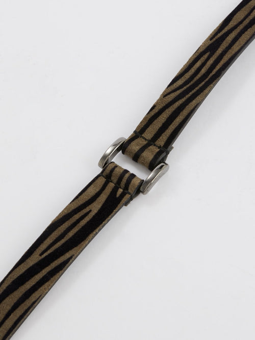 Brown Animal Print Suede Belt