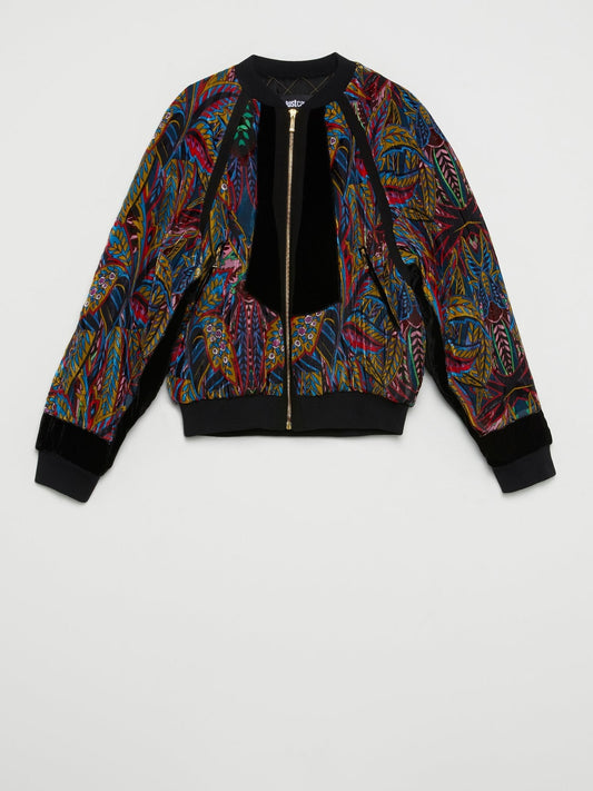 Tropical Print Bomber Jacket