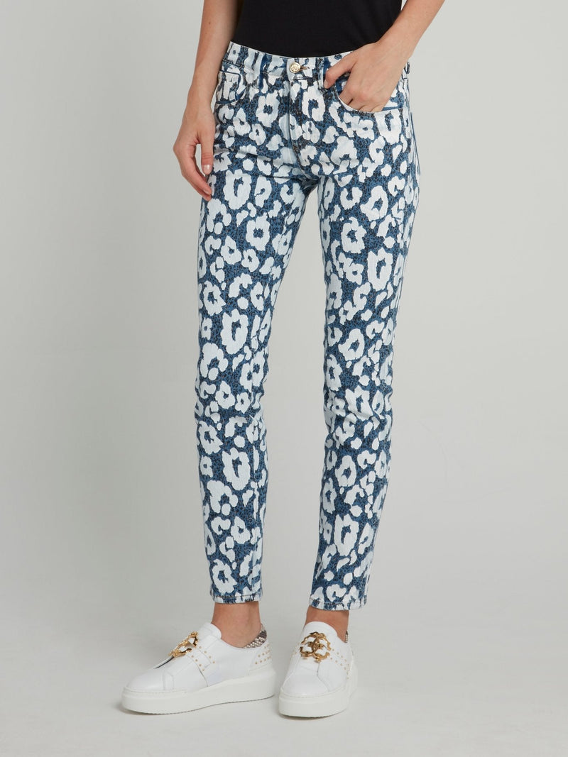 Floral Print Cotton Skinny Jeans