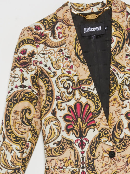 Yellow Baroque Print Blazer