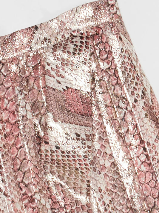 Pink Python Effect Mini Skirt