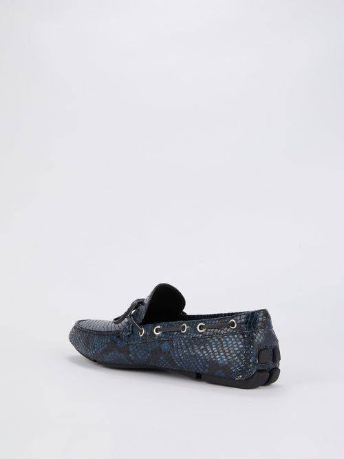 Navy Snake Effect Moccasins