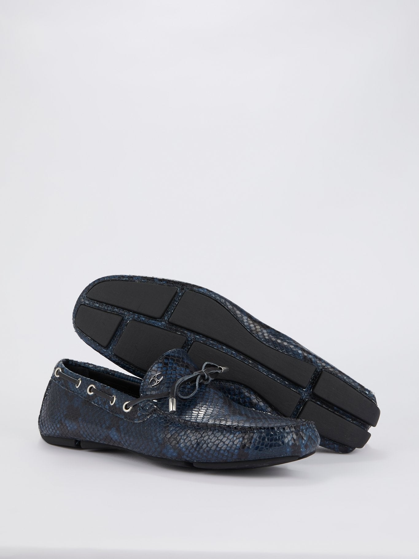 Navy Snake Effect Moccasins