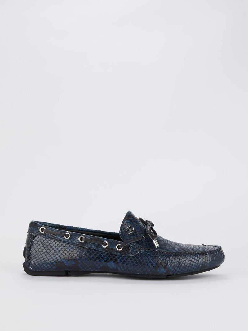 Navy Snake Effect Moccasins