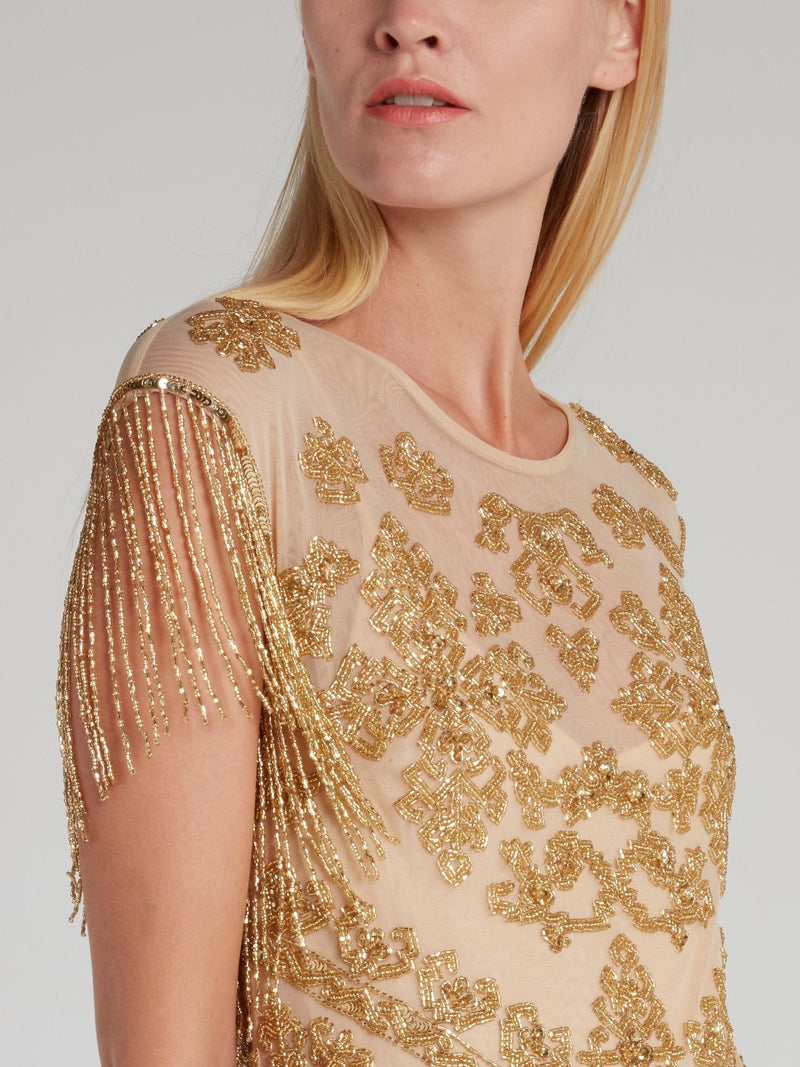 Shally Gold Beadwork Mini Dress