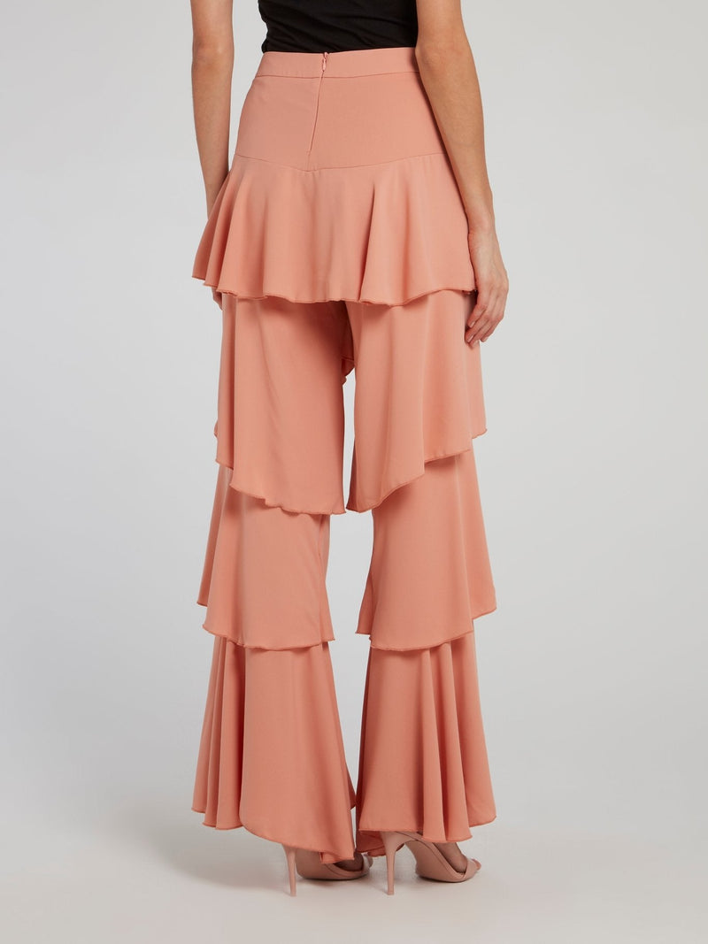 Pink Tiered Ruffle Pants