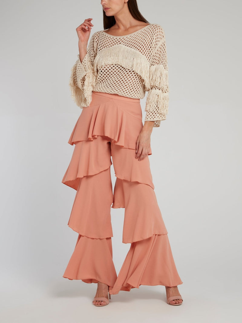 Pink Tiered Ruffle Pants