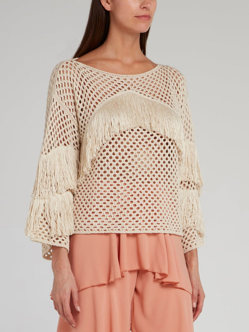 Carol Beige Tassel Sweater