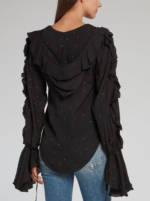 Sun Black Ruffle Top