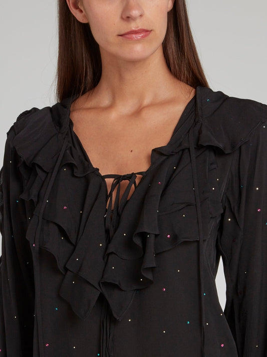 Sun Black Ruffle Top