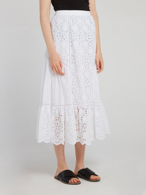 White Trumpet Midi Skirt