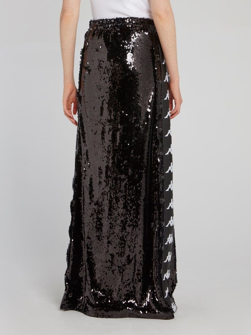 Kappa Black Sequin Maxi Skirt