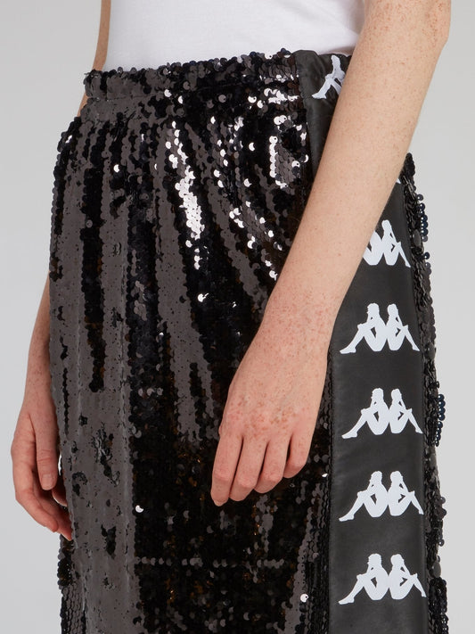 Kappa Black Sequin Maxi Skirt