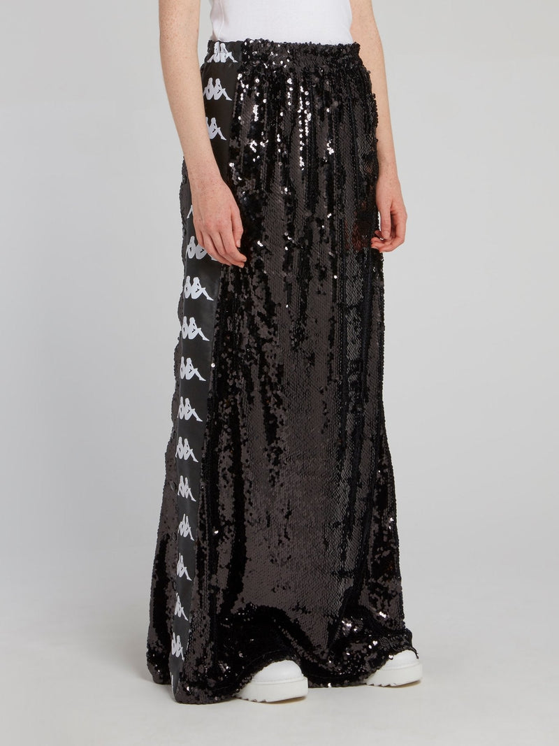 Kappa Black Sequin Maxi Skirt