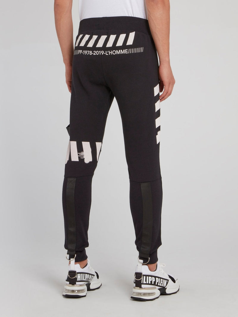 Black Strap Detail Jogging Trousers