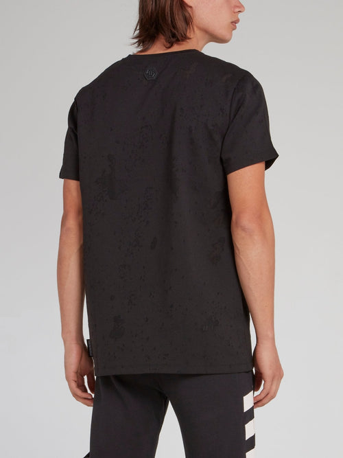 Rock PP Black Distressed T-Shirt