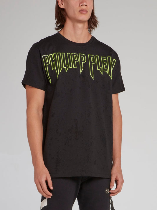 Rock PP Black Distressed T-Shirt