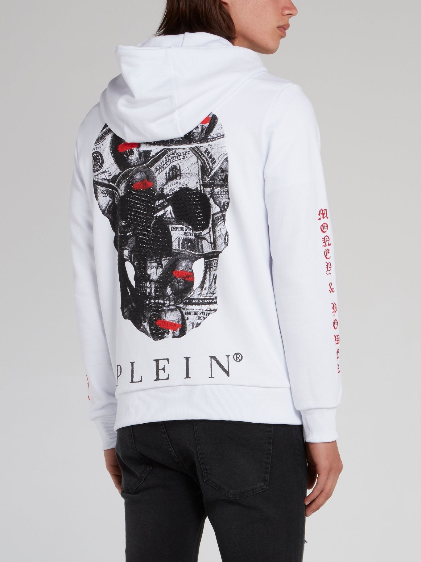 White Dollar Skull Sweat Jacket