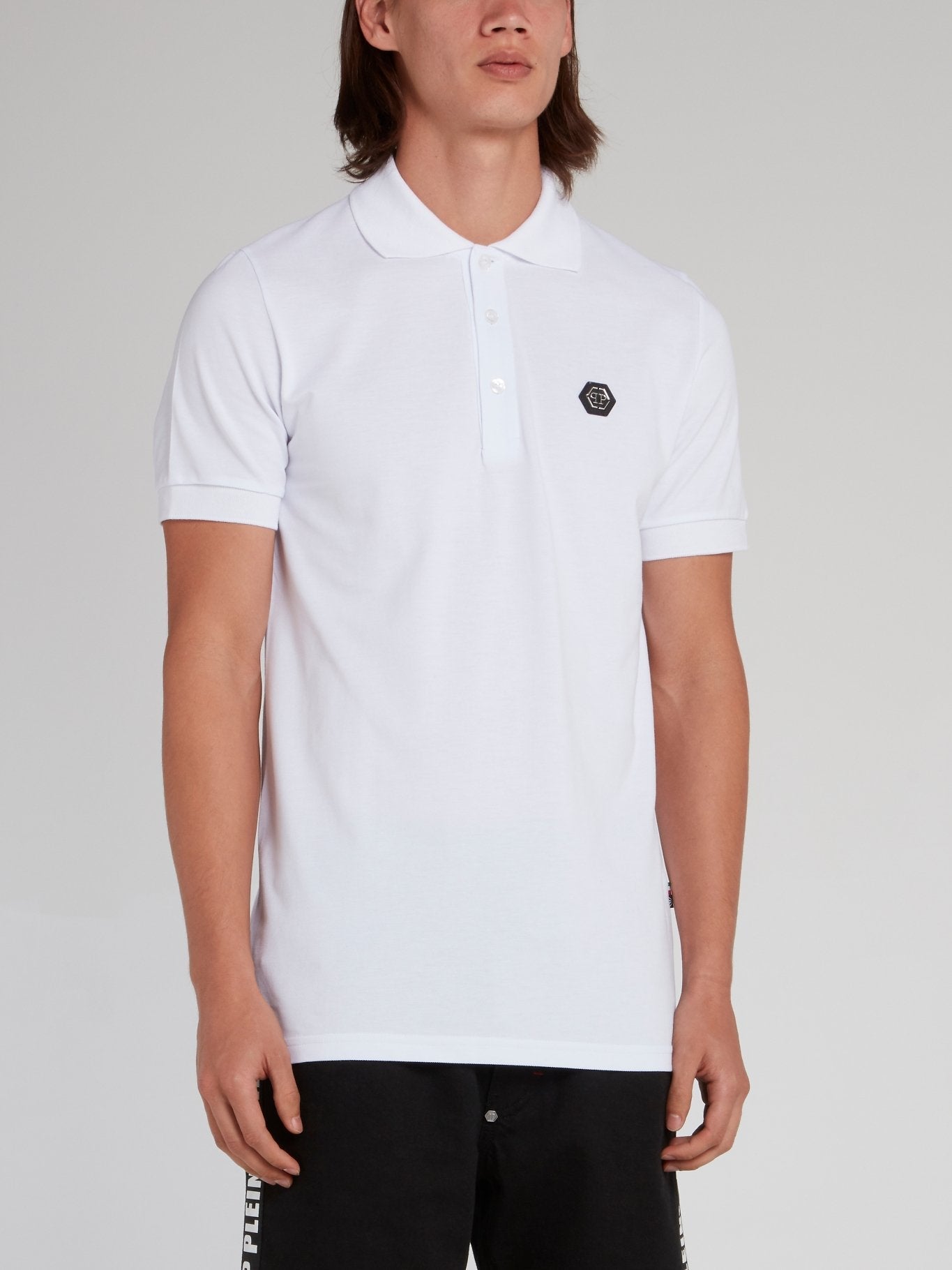 White Rear Skull Print Polo Shirt