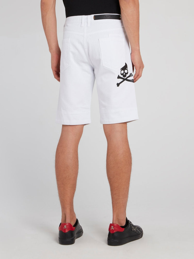 White Skull Print Bermudas