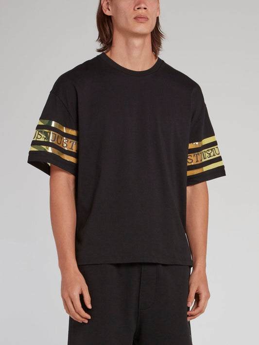 Black Logo Sleeve Loose Fit T-Shirt