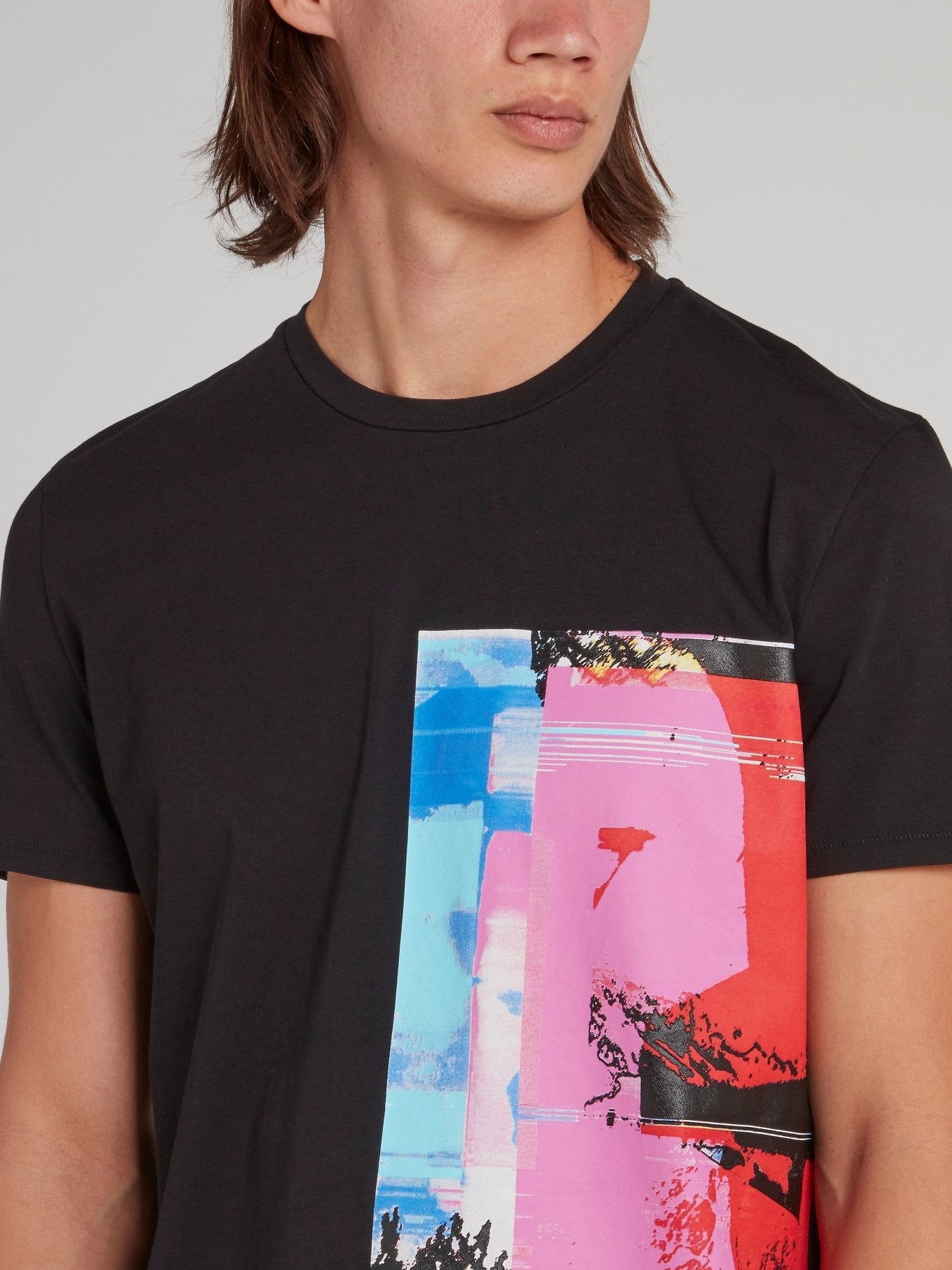 Black Abstract Panel T-Shirt