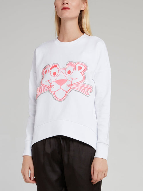 Pink Panther White Studded Sweatshirt