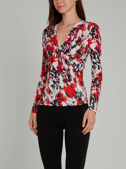 Splatter Print Draped Top