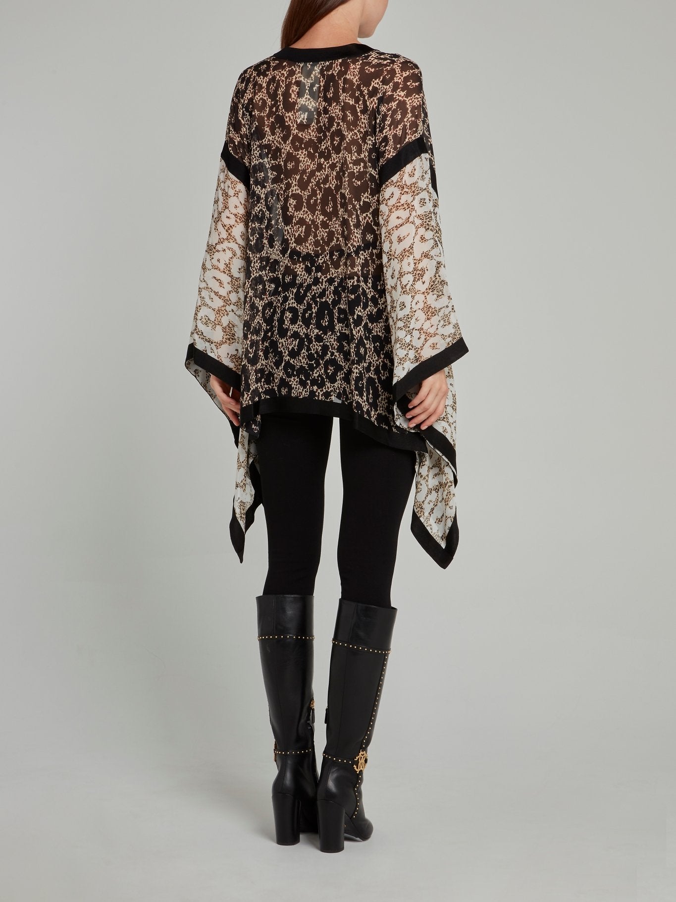 Leopard Print Flared Sleeve Kaftan