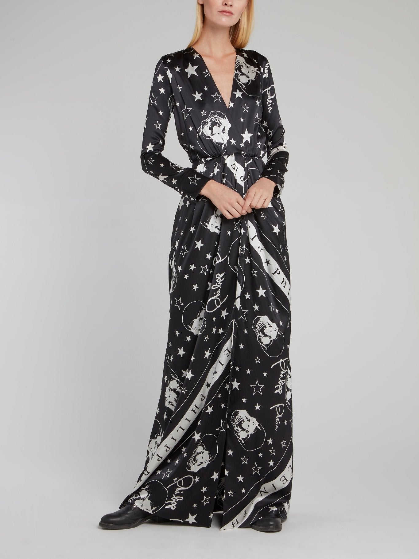 Black Stars and Skulls Surplice Dress