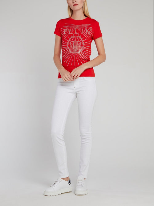 Red Studded Monogram T-Shirt