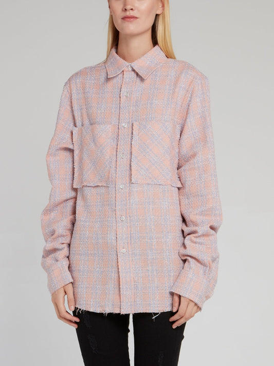 Pink Tweed Oversized Shirt