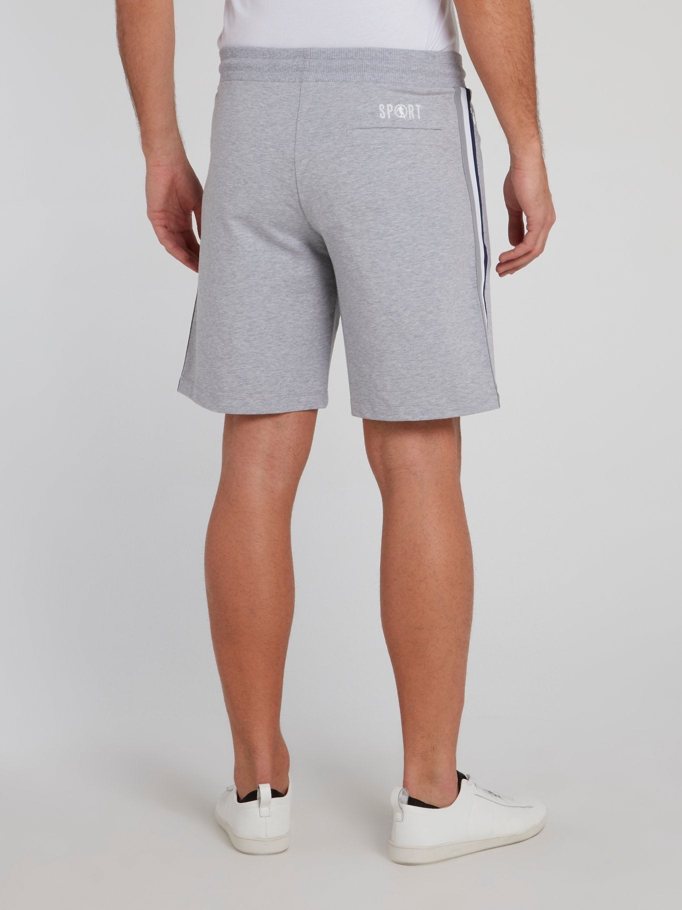 Grey Side Stripe Cotton Shorts