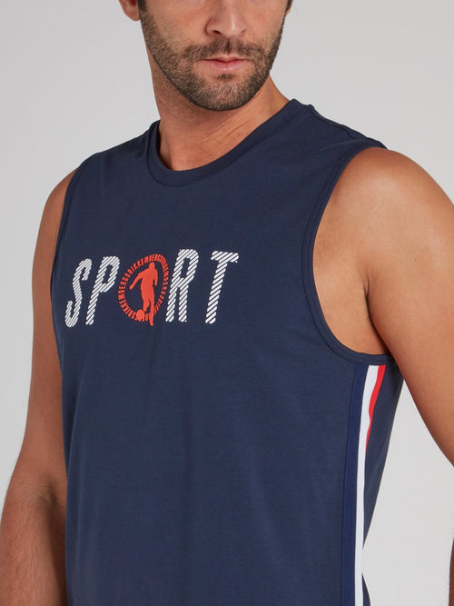 Navy Sport Logo Tank Top