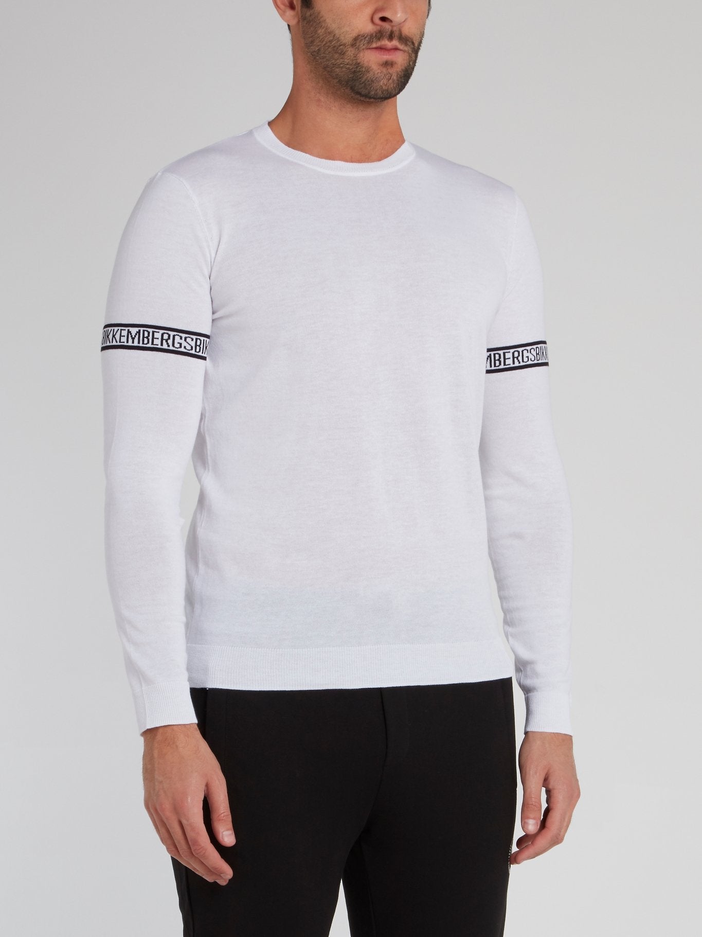 White Logo Tape Knitted Sweatshirt