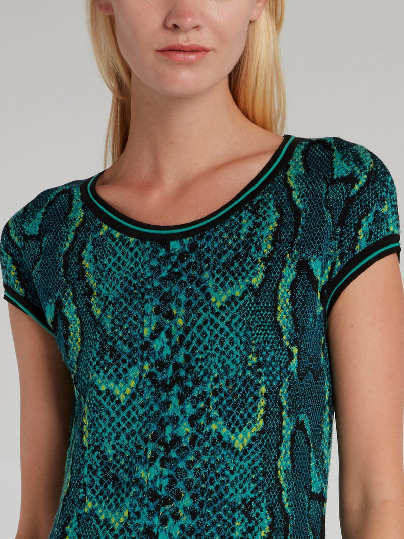 Green Python Effect Sheath Dress