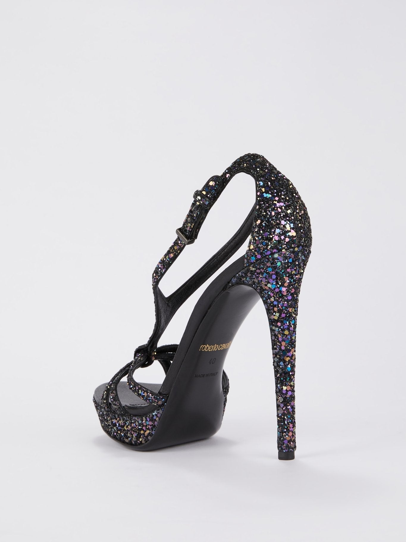 Black Macro Glitter Sandals