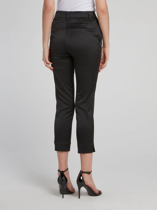 Black Viscose Capri Pants