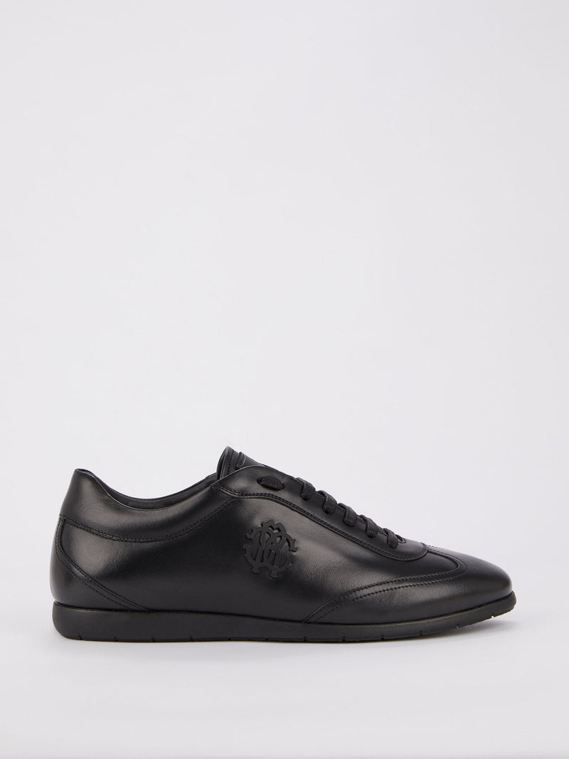 Black Monogram Low Top Leather Sneakers