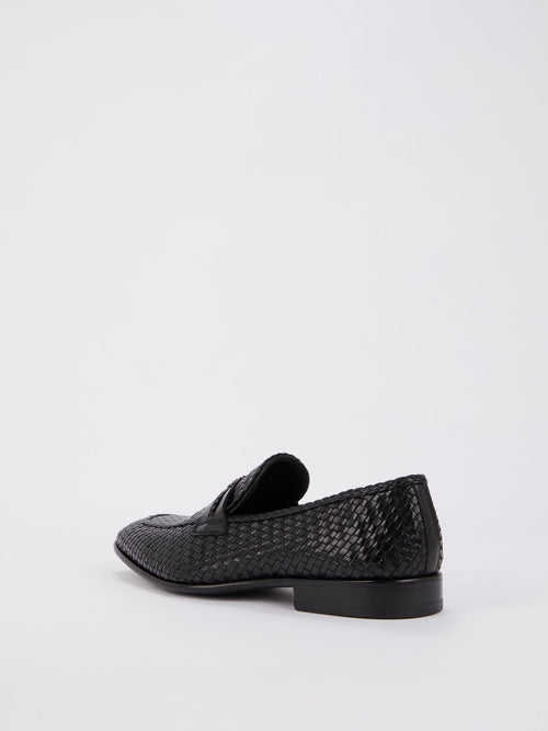 Black Logo Weave Loafers